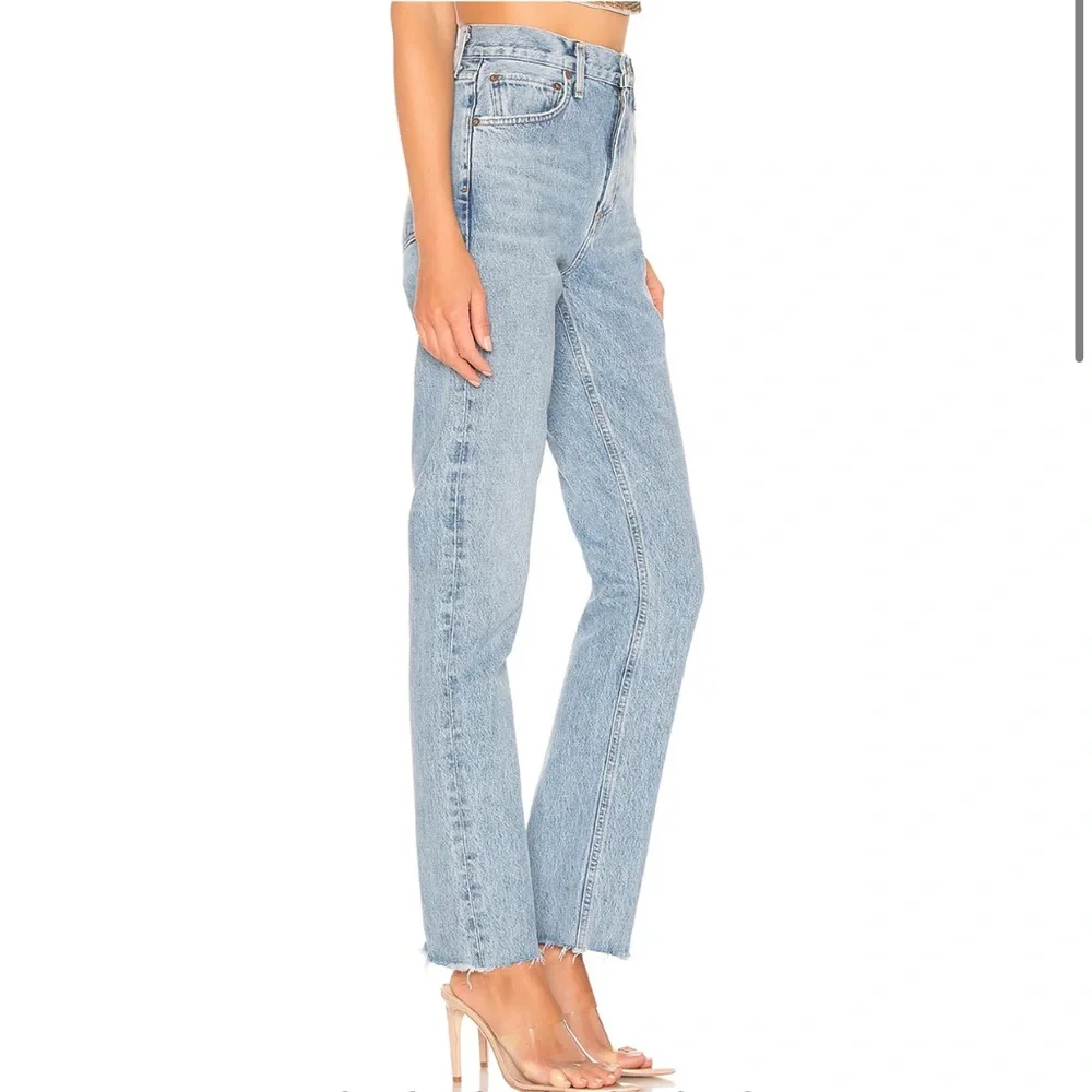 AGOLDE Cherie High Rise Straight Jeans Size 25 in Merit Chic Raw Hem Denim - Picture 2 of 8